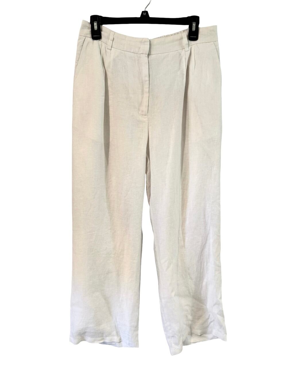 Quince Wide Leg Linen-Blend Pants in Off-White